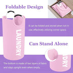 3Pack Folding Clothes Hamper with Handles, 95L Tall Laundry Basket Organizer, Durable Laundry Bags, Large Dirty Clothes Hamper for Family, Travelling, Camping, Purple + Pink + Black