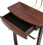 Valet Stand with Drawer and Top Tray, Wood Mens Suit Valet Stand with Wood Base, Freestanding Clothes Valet Stand with Hanger, Storage Organizer for Entryway Office Living Room (A, Walnut Color)