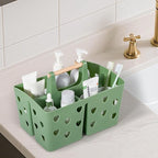Anyoifax Portable Shower Caddy Plastic Shower Basket Organizer Divided Bathroom Caddy Storage Cleanning Caddy Tote with Handle for College, Dorm Room, Kitchen, Green