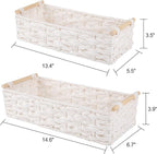 OIAHOMY Toilet Paper Baskets Handmade Paper Rope Decorative Wicker Storage Tank Shelf Cabinet Organizer for Bathroom Home, Set of 2, White