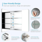 Quavikey Medicine Cabinet for Bathroom with Mirror 2 Doors Aluminum Surface Mount or Recessed Mirror Medicine Cabinet 30x30 Inch, Silver