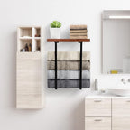 Towel Racks for Bathroom Wall Mounted with Wooden Shelf Bath Towel Holder for Rolled Towels Metal Towel Storage Organizer for Small Bathroom Decor or RV Camper Black