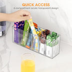 AIEVE 2 Pack Drink Packet Organizer, Water Drink Packet Holder with Removable Dividers for Pantry Organizers and Storage, Water Flavor Powder Mix Holder for Kitchen Storage Organization