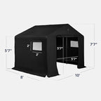 Best Choice Products 10x8ft Outdoor Storage Shed, Carport, Canopy Shelter, Dual Doors & Windows, Metal Frame, Weather-Resistant, Perfect for Storing Motorcycle, Bike, Garden Tools – Black