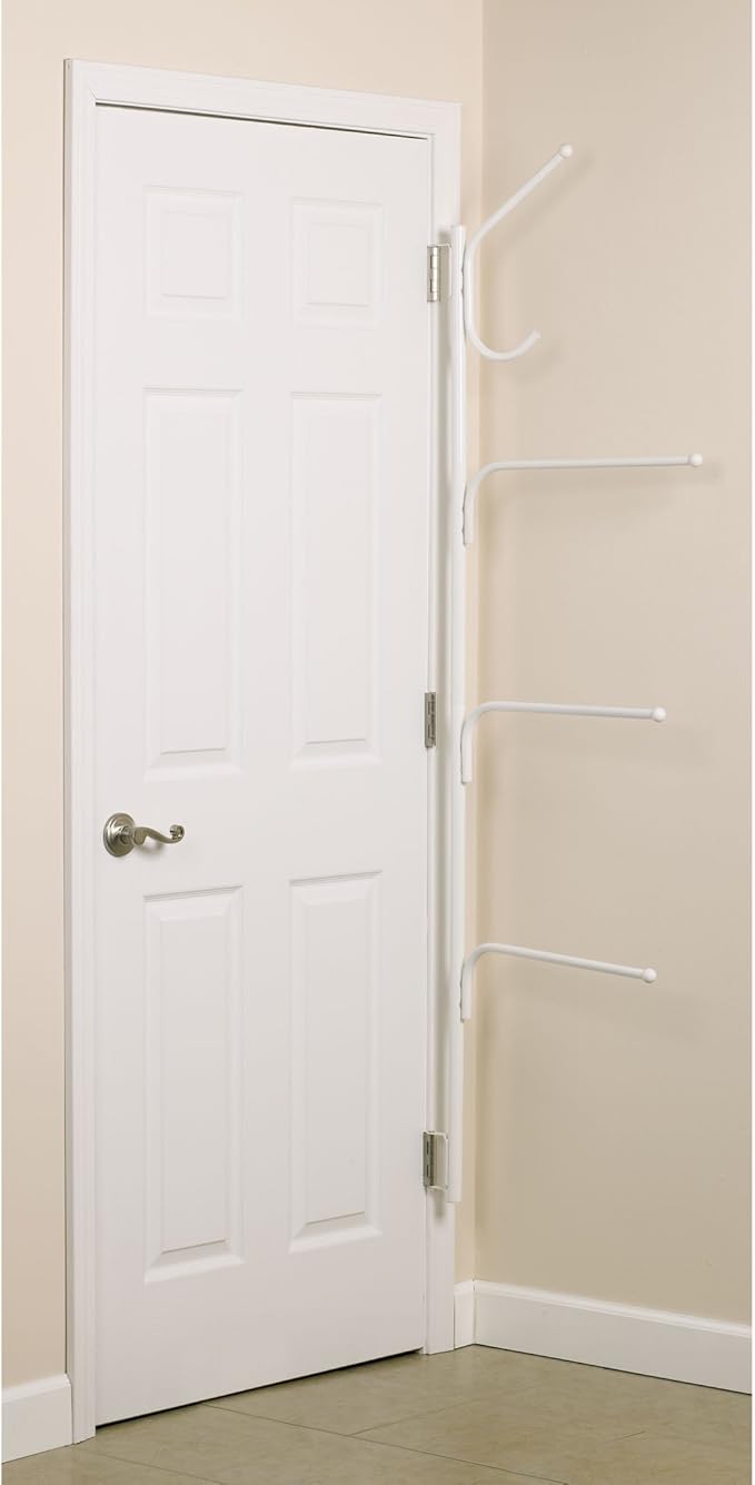 Household Essentials Hinge-It Clutterbuster Valet Family Towel Bar, White