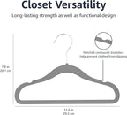 Amazon Basics Kids Space Saving Velvet Non-Slip Clothes Hangers with Shoulder Notches for Infant and Toddler, Sturdy, 11.6", Gray, 50-Pack
