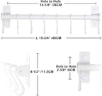 Dseap Kitchen Utensil Holder Hanger, Pot and Pan Rack Wall Mounted, Kitchen Rail with 8 Hooks for Hanging Cooking Utensils, Mugs, Spoons, Wall Mounted, White, Pack of 2