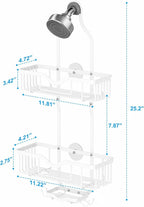 Kadolina Shower Caddy Hanging, Bathroom Shower Rack, Bathroom Organizer with Soap Dish, Over The Showerhead Caddy with Hooks for Razor/Sponge, Soft White (Assembly Required)