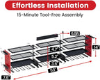 53" Power Tool Organizer Wall Mount with Power Strip, Heavy Duty Metal Tool Shelf, 400lbs Capacity for Cordless Drills, Batteries & Garage Storage (12 Slots with 8 Outlets Power Strip)