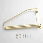 NEWRAIN Folding Wall Mounted Clothes Hanger Rack Clothes Hook Solid Brass with Swing Arm Holder Clothing Hanging System Closet Storage Organizer Heavy Duty Drying Rack Wall Mount,Brushed Gold