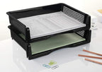 Plastic Stackable File Paper Storage Tray, Office Stackable Letter Tray, Black, 6 Pack