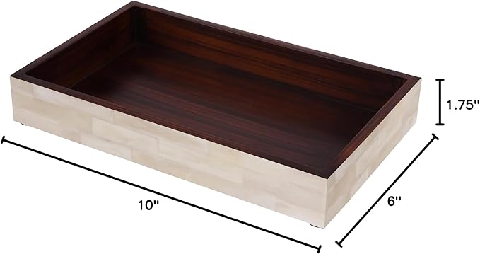 Handicrafts Home White 10x6 Bathroom Tray, Small Vanity Tray Handmade Rectangular Vanity Organizer for Bathroom Countertop, Perfume & Jewelry Tray,Guest Towel Holder, Decorative Napkin Holder
