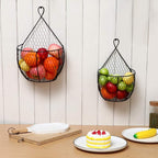 ERYTLLY Metal Fruit And Vegetable Storage Hanging Basket Wall Mounted, For Kitchen Black Wire Baskets for Flowers, Fruits and Veggies, - Set of 2