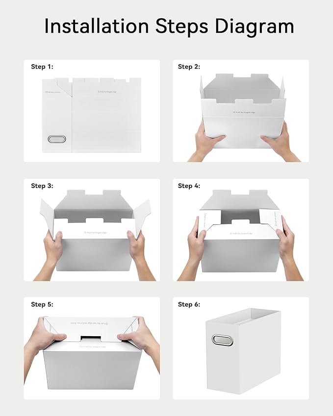 Oterri File Organizer Box, Portable Collapsible Cardboard File Folder Organizer with Handle for Letter Size Hanging Files, Document Storage Box for Home Office & Classroom (1 Pack, White)