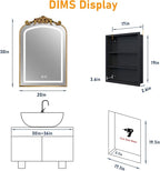 20"x30" LED Bathroom Medicine Cabinet with Mirror and Lights, Bronze Hand-Painted Baroque Bathroom Storage with Mirror, Recessed / Wall Mounted, Dimmable 3 Color Lighting Anti-fog ( with 1 Organizer)