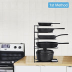 Toplife 2 Pack Heavy Duty Pan Organizer, 5 Tier Pot and Pan Organizer Rack for Cast Iron Skillets, Griddles and Pots - Sturdy Steel Construction- No Assembly Required - Black