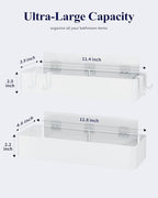 Kitsure Shower Caddy - 2 Pack Adhesive Shower Organizer, Rustproof Metal Shelves, No-Drill Bathroom Organizers and Storage, White, Large