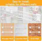 Wall Shelf 24'' x 11'' Garage Wall Mounted Storage Shelves, Heavy Duty Metal Wire Shelving Storage Rack for Garage, Office, Basement and Kithcen, Max Load 90lb, 2-Pack (White)
