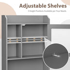 ZENY Over The Toilet Storage Cabinet, Bathroom Organizer with Adjustable Shelf and Double Doors, Freestanding Bathroom Space Saver Toilet Rack (Gray)