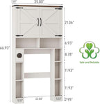 Vabches Over The Toilet Storage Cabinet, Farmhouse Storage Cabinet Over Toilet with 2 Barn Doors ，Toilet Paper Holder Stand，Home Space-Saving Toilet Rack, for Laundry, Restroom, Bathroom