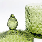 Colorful Glass Jar With Lid,Candy Cookie Jars,Jewelry Box,Christmas Decorative Jar(Olive Green)