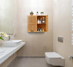 ZYBT Bathroom Wall Cabinet Wall Mounted Organizer, Medicine Cabinet, Over The Toilet Storage, Bamboo Medicine Cabinets with Doors and Shelves, Wall Storage for Bathroom Kitchen Living Room