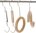uxcell 2Pcs 4 Inch Scarf Ring Hanger Scarf Organizer Holder Wood Circle Closet Storage Hanging Hook for Belt Tie Scarf, 15cm Length Hook (Silver)