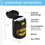 THERMOS FUNTAINER Insulated Food Jar, 10 Ounce, Kid Friendly Food Jar with Foldable Spoon, Batman (Pack of 6)