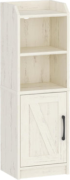 Bathroom Storage Cabinet, Small Farmhouse Corner Floor Cabinet with Door and Shelves, Narrow Toilet Paper Holder Stand, Bathroom Organizer with Adjustable Shelf, for Small Spaces,Rustic White