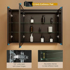 KWW LED Lighted Bathroom Medicine Cabinet with Sockets & USBs, Defogger, Dimmable, 3 Color Light Makeup Mirror, Easy to Install, Wall Mounted Cabinet (3 door-40 * 28)
