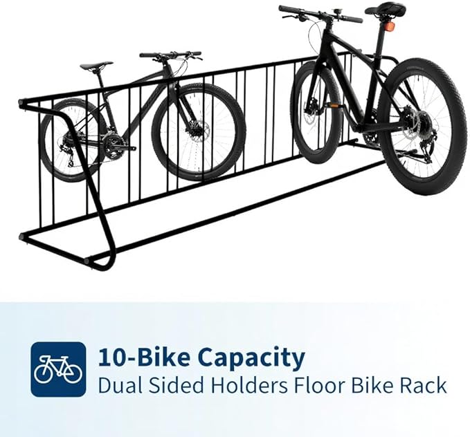 Commercial Grid Floor Bike Rack, Sigle-Side 10-Bike Rack 122" L,Grid Bikes Racks In Ground, Bicycle Floor Parking Stand, for Garages, Stores, Schools & Universities Power Coated Steel