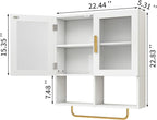 Wall Mounted Bathroom Storage Cabinet Medicine Cabinet with Acrylic Doors & Towel Bar Adjustable Shelves for Bathroom, Laundry Room, Bedroom, Enterway