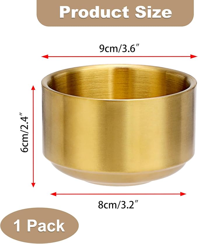 BTSKY 1 Pack Golden Paper Clip Holder, Stackable Paperclip Box Metal Storage Bowl for Office Supply Accessories, Round Small Storage Holder Cute Jewelry Organizer for Office Bathroom Vanity