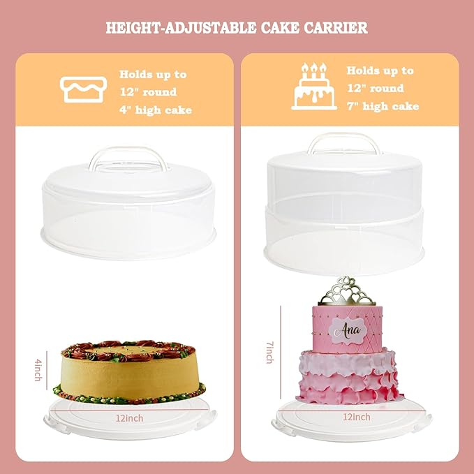 12 Inch Tall Cake Carrier Extra Large Cake Carrier with Lid and Handle