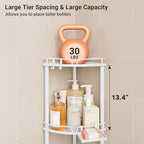 ELYKEN Corner Shower Caddy Standing, 3 Tier Rustproof Metal Shower Organizer with Soap Holder, Floor Shower Corner Shelf Rack Storage Stands with Adjustable Feet & 2 Hooks for Bathroom, White
