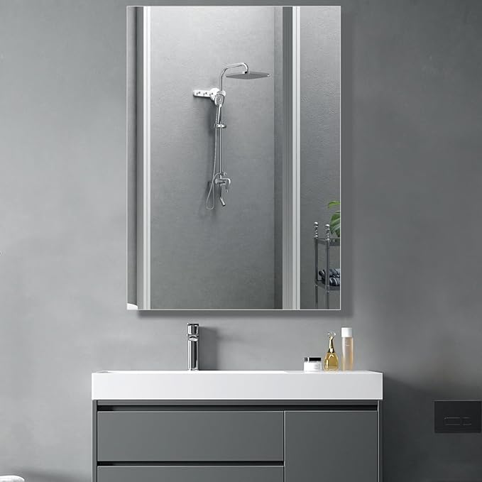 Medicine Cabinet with Mirror, 20x30 inch Bathroom Cabinet, Assembly Needed, Aluminum Surface Mount or Recessed Wall Cabinet, Adjustable Glass Shelves, Suitable for Bathroom Bedroom