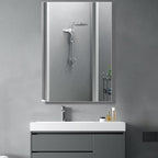 Medicine Cabinet with Mirror, 20x30 inch Bathroom Cabinet, Assembly Needed, Aluminum Surface Mount or Recessed Wall Cabinet, Adjustable Glass Shelves, Suitable for Bathroom Bedroom