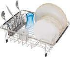 SANNO Stainless Steel Utensil Drying Rack Silverware Holder for Dish Rack, Hanging Cutlery Utensil Holder Silverware Organizer Stainless Steel Rack with Hooks