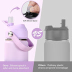 18oz Insulated Stainless Steel Water Bottle, Wide Mouth Double Wall Vacuum, Silicone Straw, Sweat & Leak Proof, BPA Free Insulated Water Flask for Travel, Purple Gradient