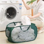 4 Piece Popup Mesh Laundry Basket Durable Handles Collapsible Laundry Baskets Folding Clothes Pastic Hamper for Laundry Room College Dorm (Black)