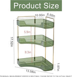 Corner Bathroom Countertop Organizer, Vanity Trays for Bathroom Counter, Makeup Organizer, Perfume Tray, Kitchen Spice Rack, Fits 90 Corner(Green, 3 Tiers)