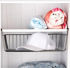 Undershelf Storage Basket Under Shelf Wire Basket Household Metal Under Shelf Hanging Storage Bin Basket Slides Under Shelves for Storage Space Saving for Kitchen Pantry Bookshelf (Medium, 2 PCS)