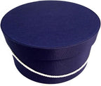Sarah's Hat Boxes Classic Navy Hat Box – 14.75" x 7.5" (Dia. x Ht.) Handmade in USA – Odorless Non-Toxic Adhesive, Cording Handle – Premium Storage for Hats & Accessories