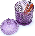 Colorful Glass Jar With Lid,Crystal Candy Dish,Cookie Jars,Purple Halloween Candy Bowl,Buffet Biscuit Containers,Decorative Jar(Large-PInk Purple)