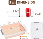 Citylife 6 PCS Clear Plastic Container Clip Box with Latching Lids, Stackable Document Paper Protectors Organizer Container for Office, Home, and School Supplies
