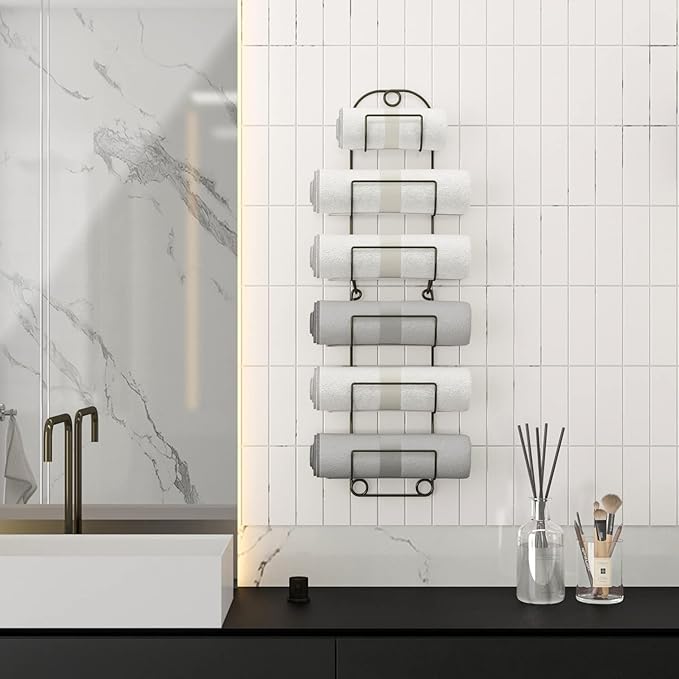 Towel Racks for Bathroom Wall Mounted Metal Wine Rack Towel Shelf Towel Holder for Bath Bronze