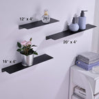 TRUSTMI Wall Mounted Bathroom Shelf, SUS 304 Stainless Steel Floating Storage Organizer, Kitchen Bedroom Flat Shelf, 20 inch by 4 inch, Matte Black
