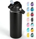 18oz Insulated Stainless Steel Water Bottle, Wide Mouth Double Wall Vacuum, Silicone Straw, Sweat & Leak Proof, BPA Free Insulated Water Flask for Travel, Keep Cold 24h Hot 12h, Black