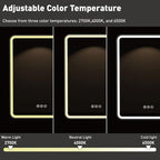 16 x 28 Inch LED Medicine Cabinet with Mirror, UL Certified Dimmable Lighted Bathroom Mirror Cabinet, Anti-Fog & Memory Function, 3 Color Modes, Recessed or Wall Mounted, Adjustable Shelf, Black