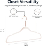 Amazon Basics Space Saving Slim Velvet Non-Slip Suit Clothes Hangers, Sturdy Construction, Closet Organizer, Pack of 50, Blush Pink/Rose Gold